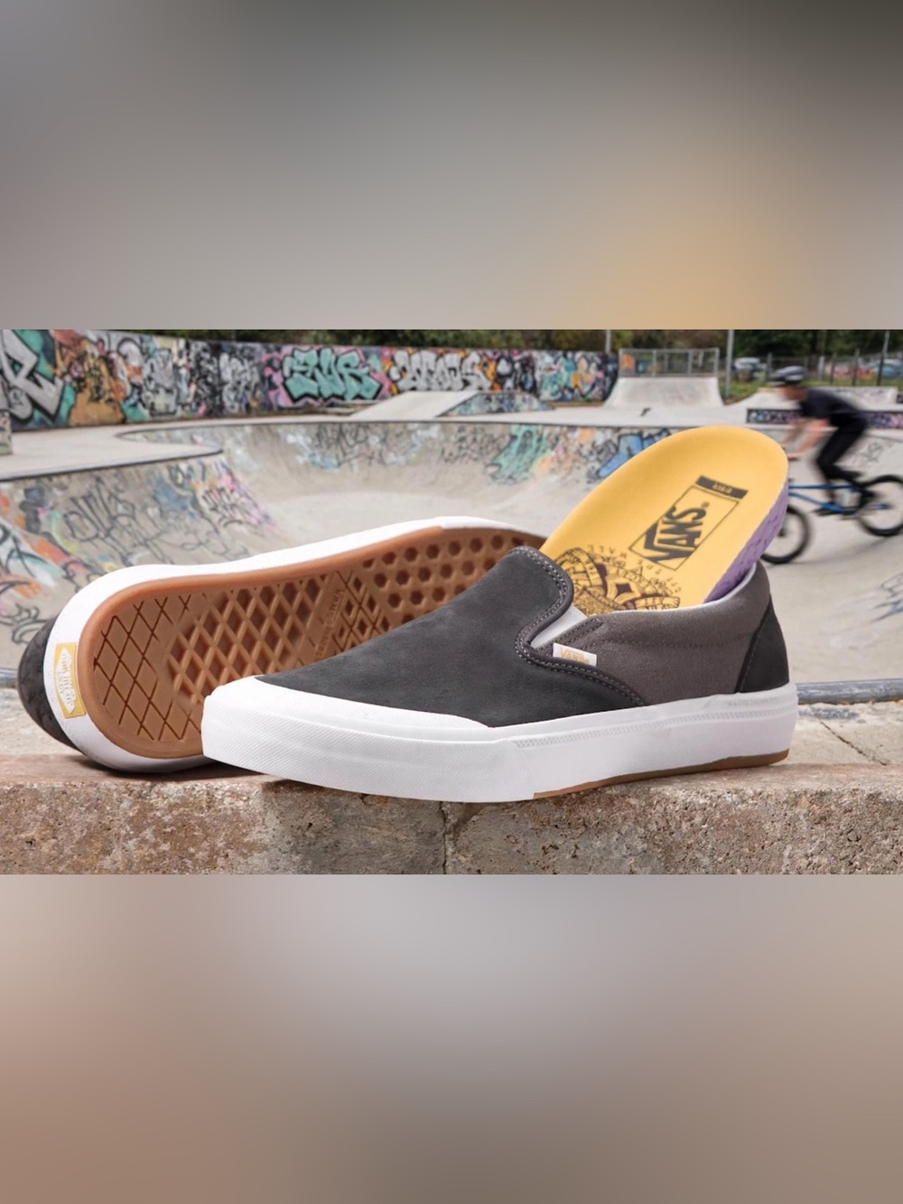 Vans Dan Lacey BMX Slip-On Shoes Suede & Canvas Asphalt/Pewter Size 9.5 Gray